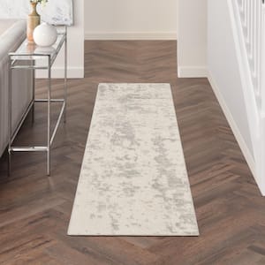 Concerto Cream Grey 2 ft. x 8 ft. Abstract Contemporary Runner Area Rug