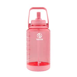 64 oz. Tritan Plastic Straw Motivational Bottle Wide Handle Flutter Pink
