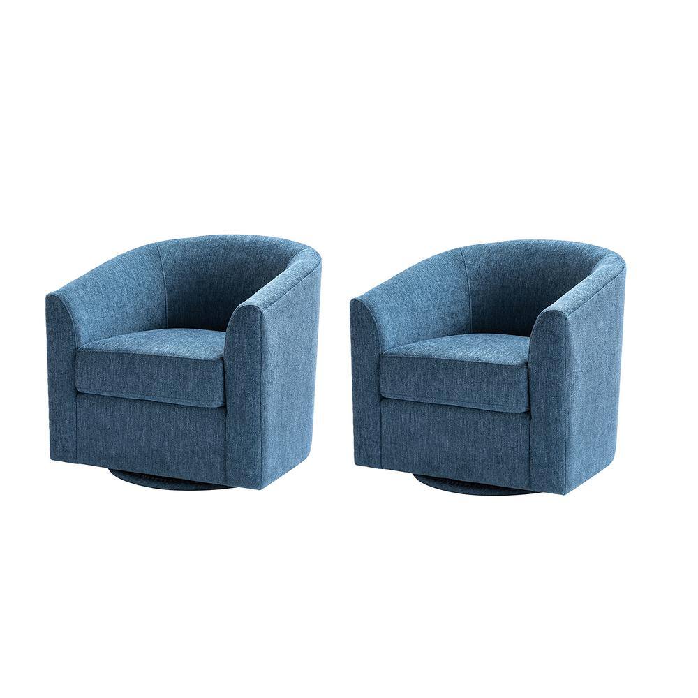 ARTFUL LIVING DESIGN Antonia Indigo Barrel Chair With Metal Swivel Base