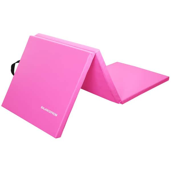 Balancefrom Tri-Fold Folding Pink 24 in. W x 72 in. L x 2 in. T Foam Exercise Mat (12 sq. ft.)