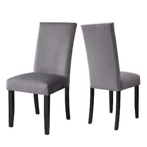 Napoli Grey Polyester Velvet Memory Foam Side Chair Set of 2