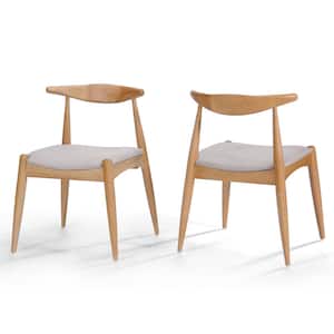 Francie Beige and Natural Oak Upholstered Dining Chairs (Set of 2)