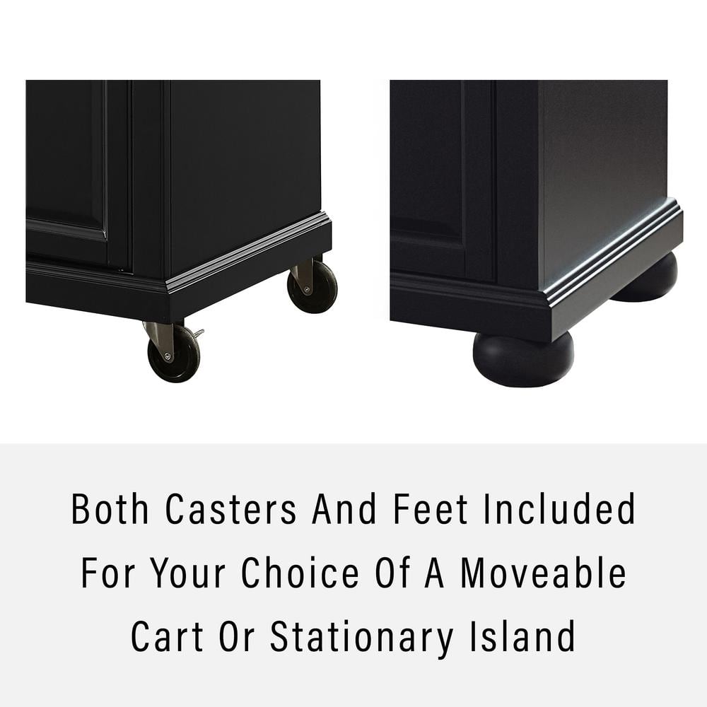 Alexandria Black Solid Hardwood Kitchen Island with Natural Wood Top