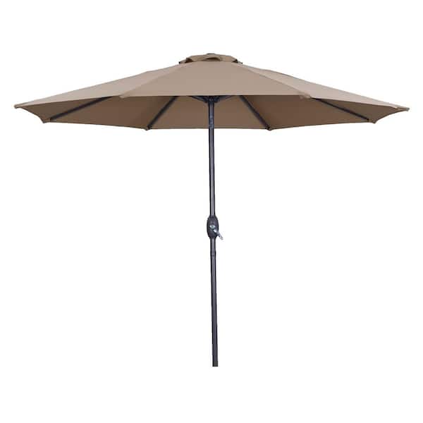 Inner Decor Seymo 9 ft. Steel Market Tilt Patio Umbrella in Brown without Base
