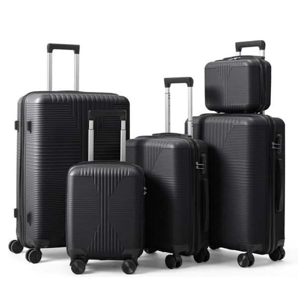 5-Piece Luggage Set Non-TSA customs lock 5-in-1 PP Trolley Case, 12 in. 16 in. 20 in. 24 in. 28 in. PP, Black
