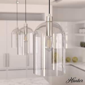 Lochmeade 1 Light Brushed Nickel Pendant with Seeded Glass Shade Kitchen Light