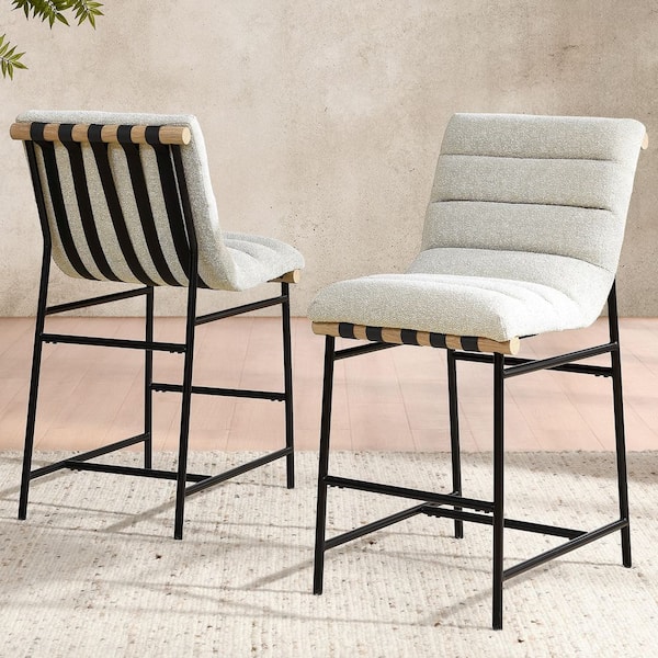 Nicco Eggshell Polyester 24 in. Counter Bar Stool Set of 2
