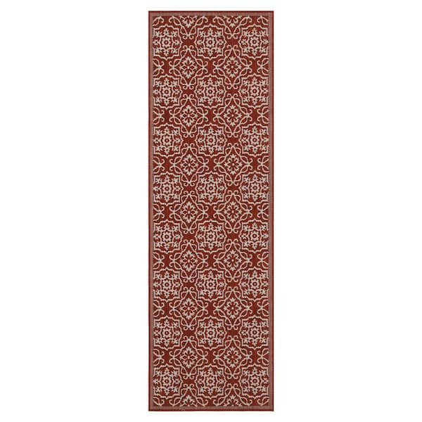 Eliza Red 2 ft. x 8 ft. Indoor/Outdoor Area Rug