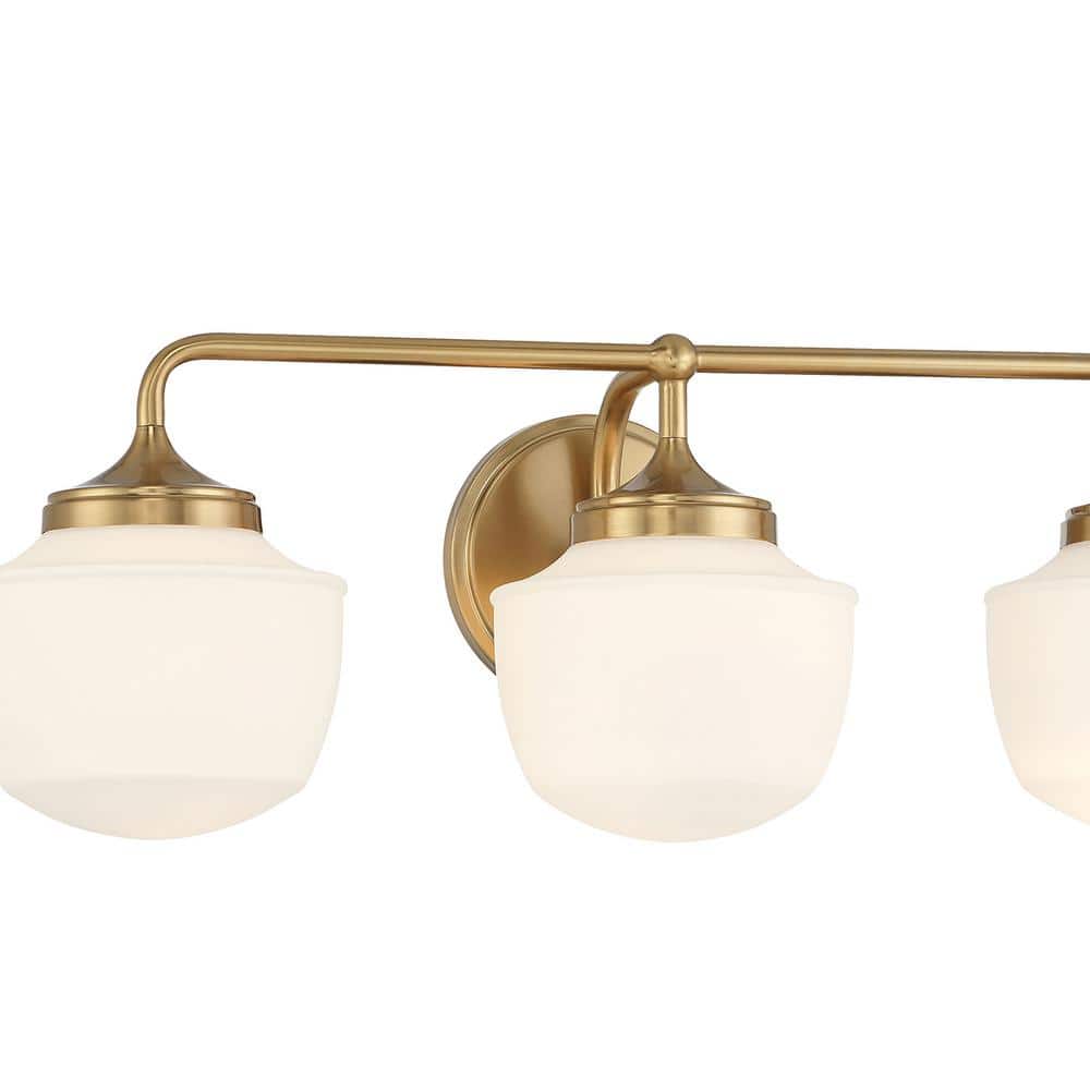 Cornwell 23" Antique Brass Vanity Light with Opal Glass Shades