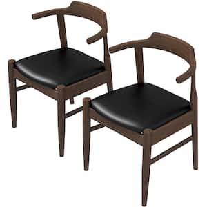 Buford Mid-Century Modern Black Vegan Leather Dining Chair (Set of 2)