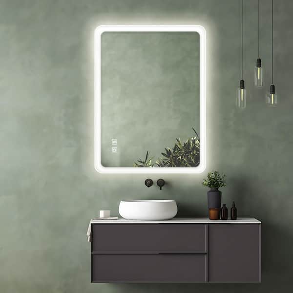 24 in. H x 32 in. W Rectangular LED Backlit Mirror Frameless Wall Bathroom Vanity Mirror Anti-Fog 3-Color Dimmable
