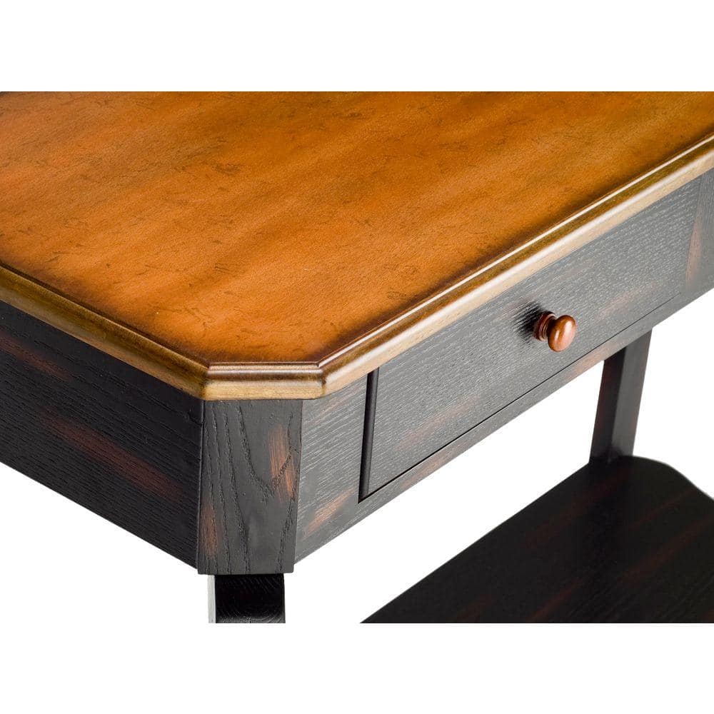 Transitional Dark Brown Birch Wood Console Table with Storage