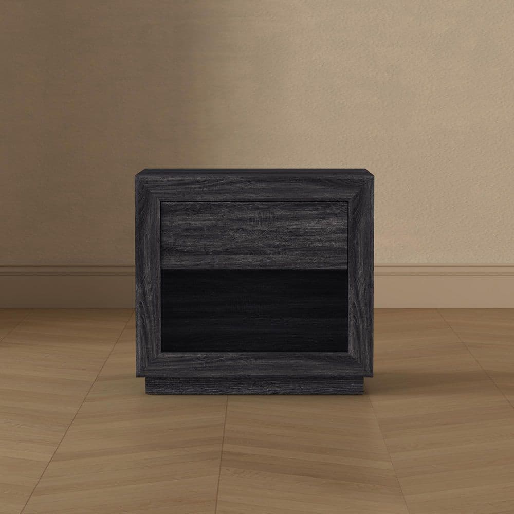 Soren Contemporary Charcoal Gray 1-Drawer 26 in. W Nightstand