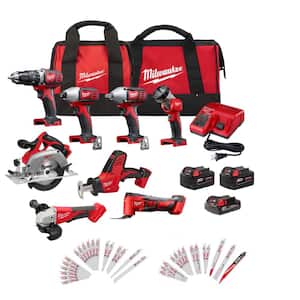 M18 18V Lithium-Ion Cordless Combo Kit (8-Tool) with Reciprocating Saw Blade Set