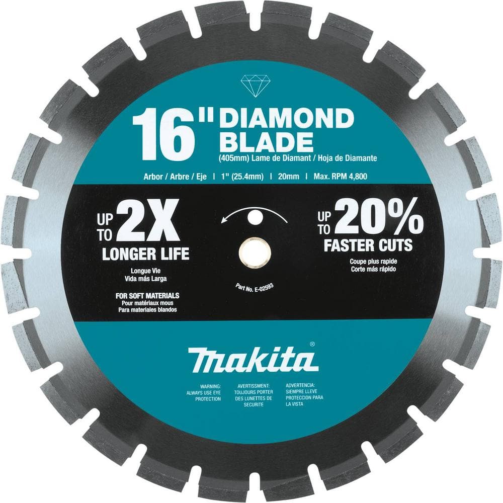 Makita 16 In. Diamond Blade Segmented, Soft E-02593 - The Home Depot