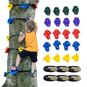 Ninja Tree Climbing Kit, 20-Tree Climbing Holds and 6 Ratchet Straps, Large Climbing Rocks for Kids and Adults Climber