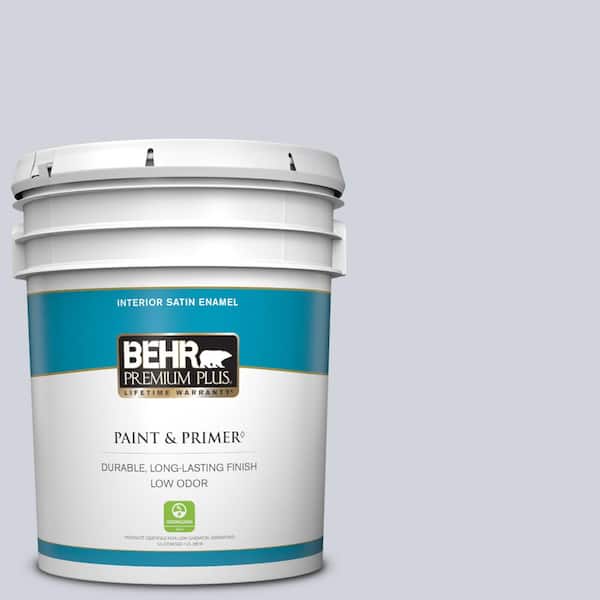 BEHR PREMIUM PLUS 5 gal. #S550-1 Blueberry Whip Satin Enamel Low Odor Interior Paint & Primer
