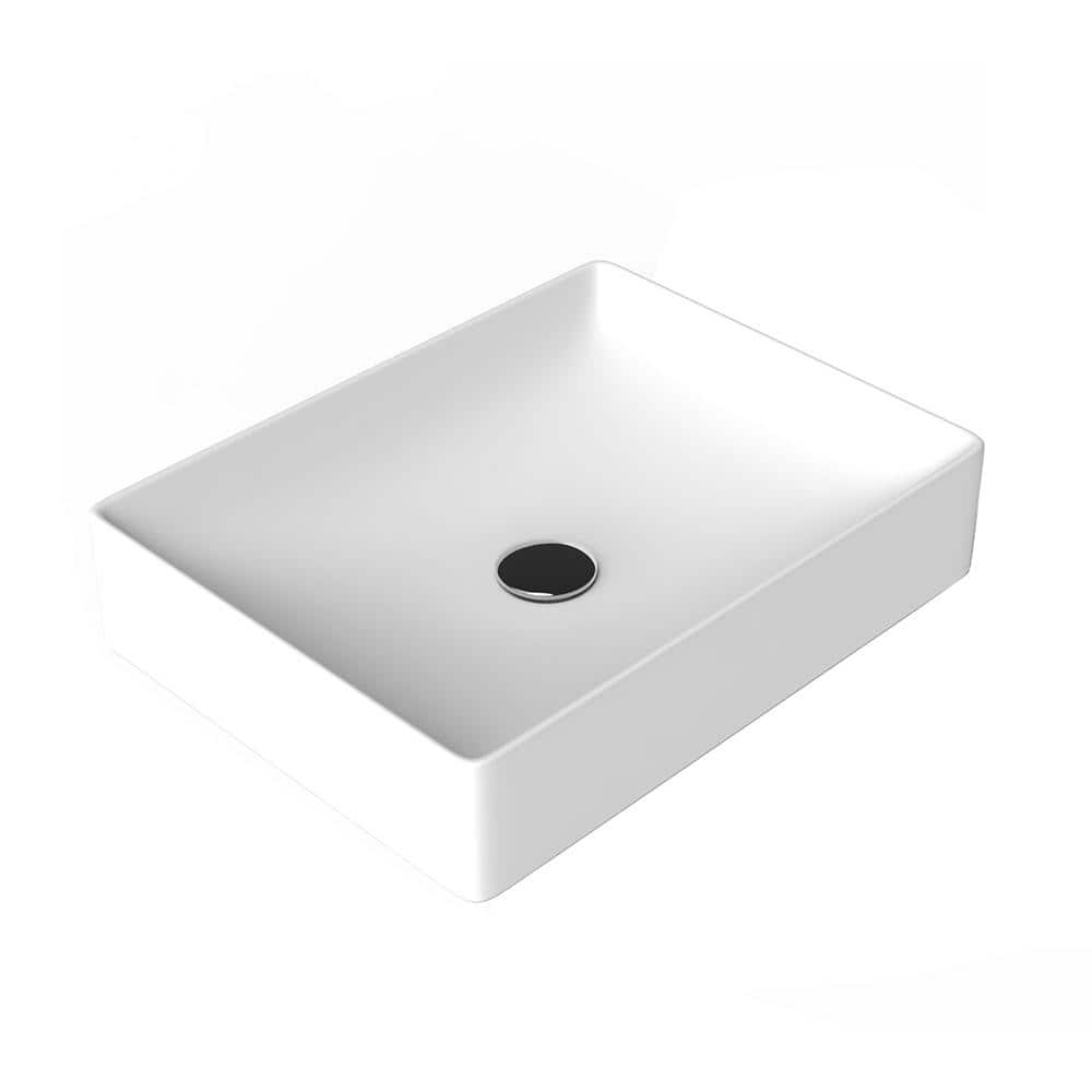 Fly Glossy White Ceramic Rectangular Wall-Mount Bathroom Sink