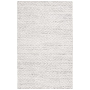 Abstract Silver/Ivory 3 ft. x 5 ft. Chevron Marle Area Rug