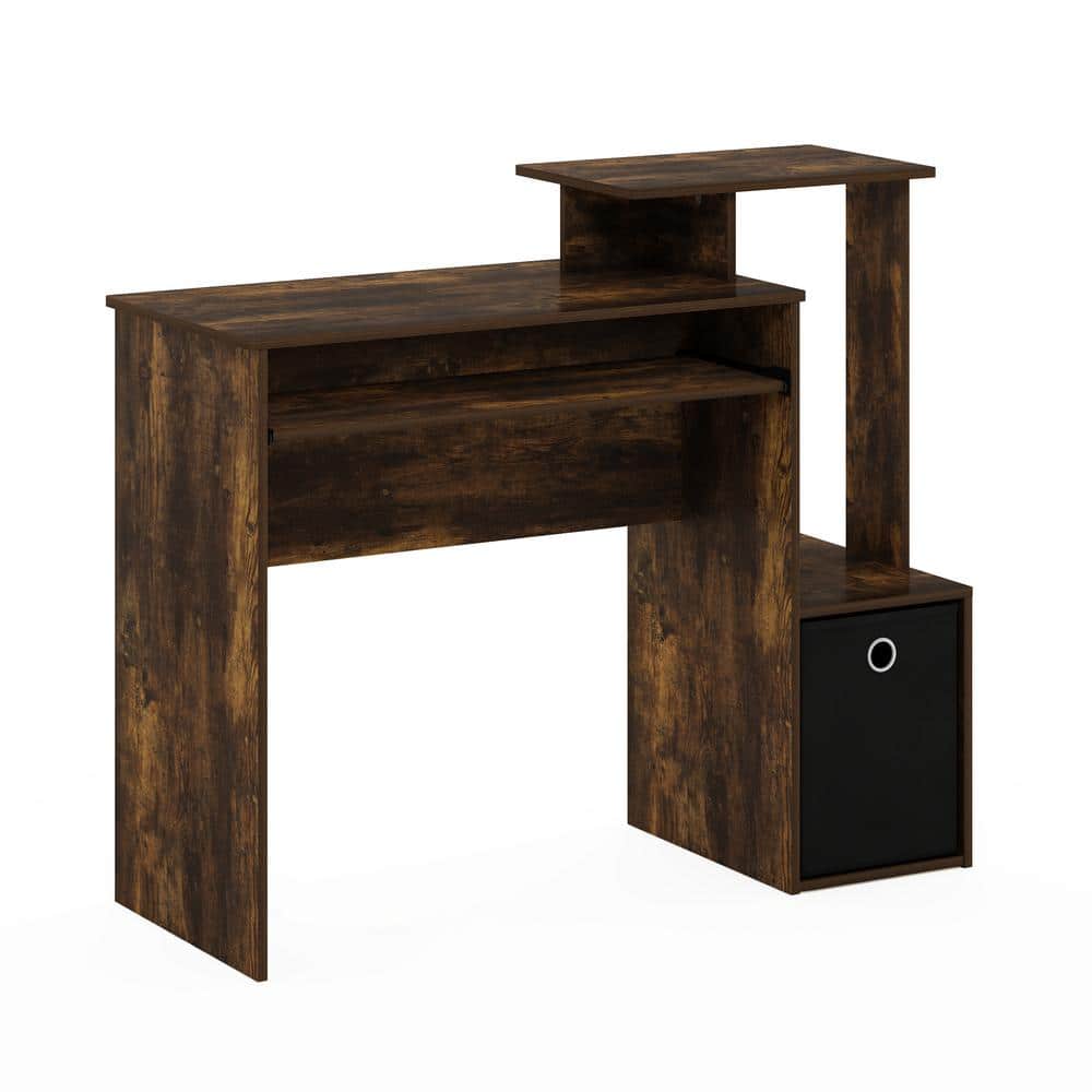 40 in. Rectangular Amber Oak 1-Drawer Computer Desk with Keyboard Tray