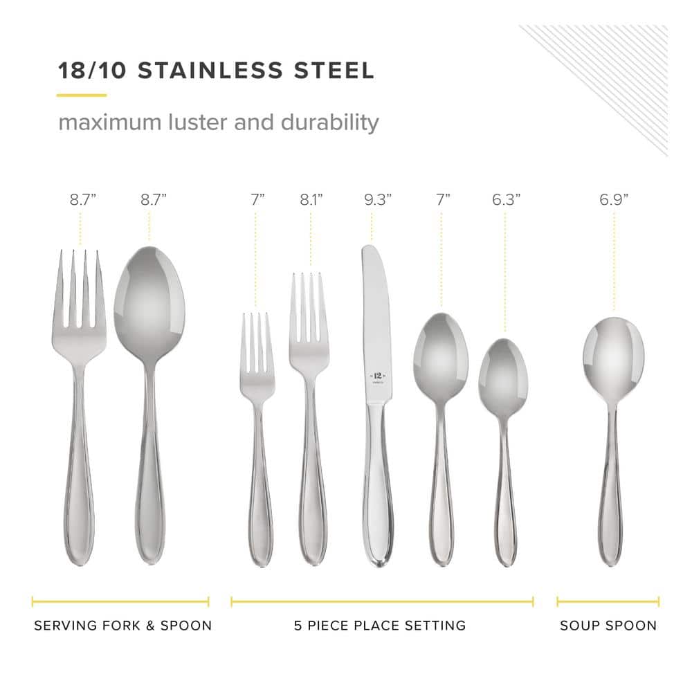 26-Piece Polished Stainless Steel Flatware Set with Beveled Edges