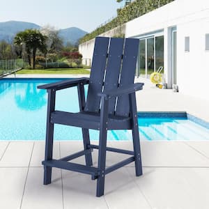 Plastic Barstool Adirondack Chair Outdoor Bar Stool 300 lbs. for Deck and Balcony, Navy Blue