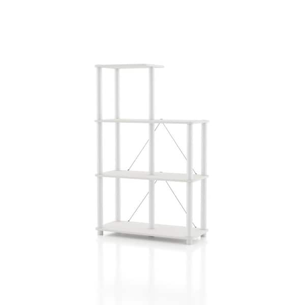 Quincy 44.2 in. Tall White Engineered Wood 7-Shelf Modular Bookcase With Support Rods
