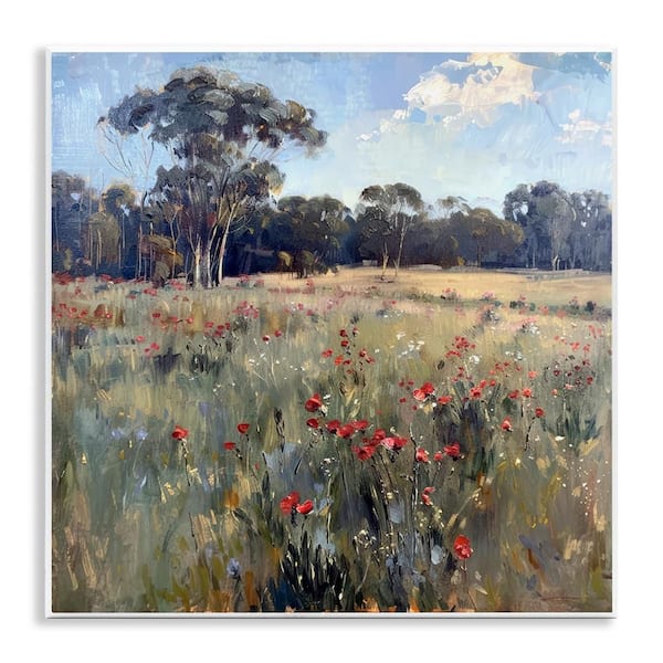 Stupell Industries Poppies in Vast Field by Raymond Powers Unframed Nature Graphic Art Print 12 in. x 12 in.