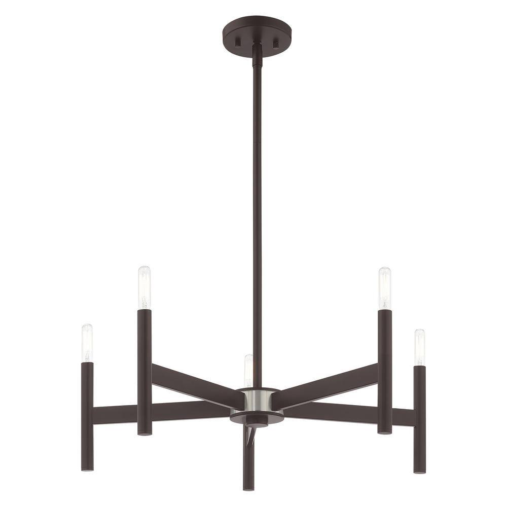Bronze 5-Light Mid-Century Modern Chandelier