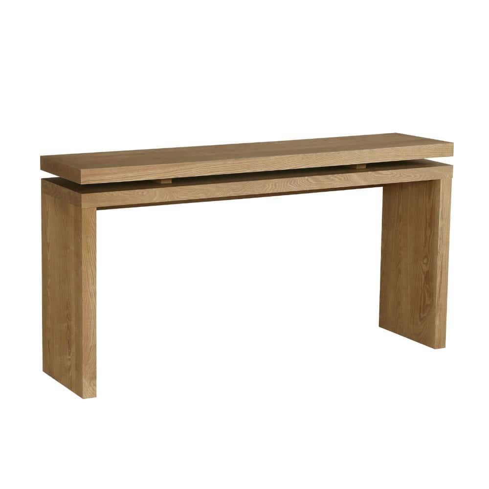 60 in. Antique Brown Rectangular Solid Wood & MDF Console Table with Double Board Suspension Design price history on PriceWatchPro
