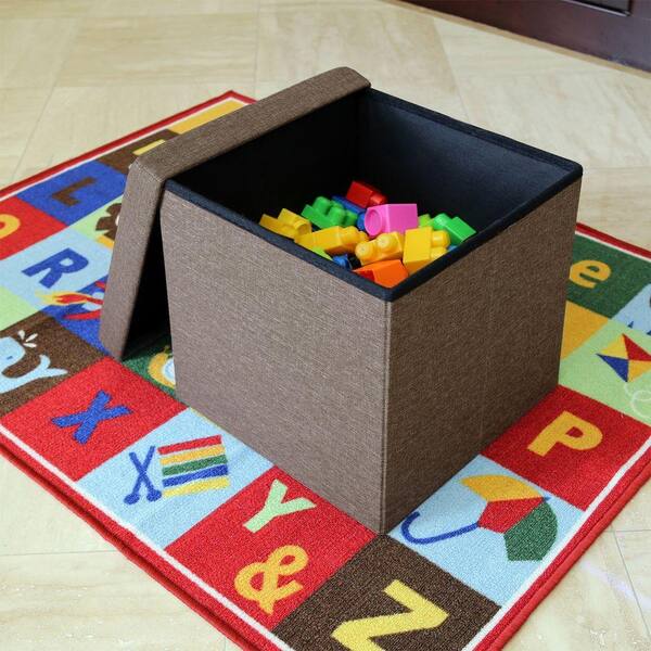 Seville Classics Polyester 2-Piece Folding Ottoman in Tan Brown