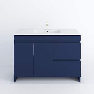 Mace 48 in. W x 20 D x 35 in. H Single Sink Bath Vanity Right Side Drawers in Navy Blue W/Acrylic Integrated Countertop