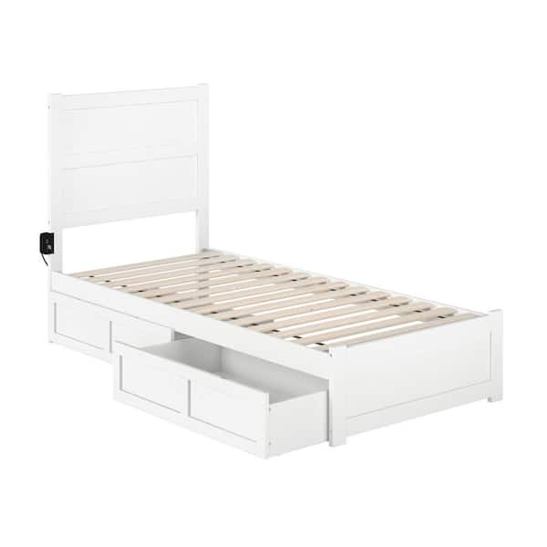 AFI NoHo White Twin Extra Long Solid Wood Storage Platform Bed with ...