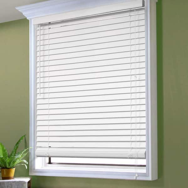 Perfect Lift Window Treatment White 2 in. Textured Faux Wood Blind - 20 in. W x 36 in. L (Actual Size: 20 in. W x 36 in. L)