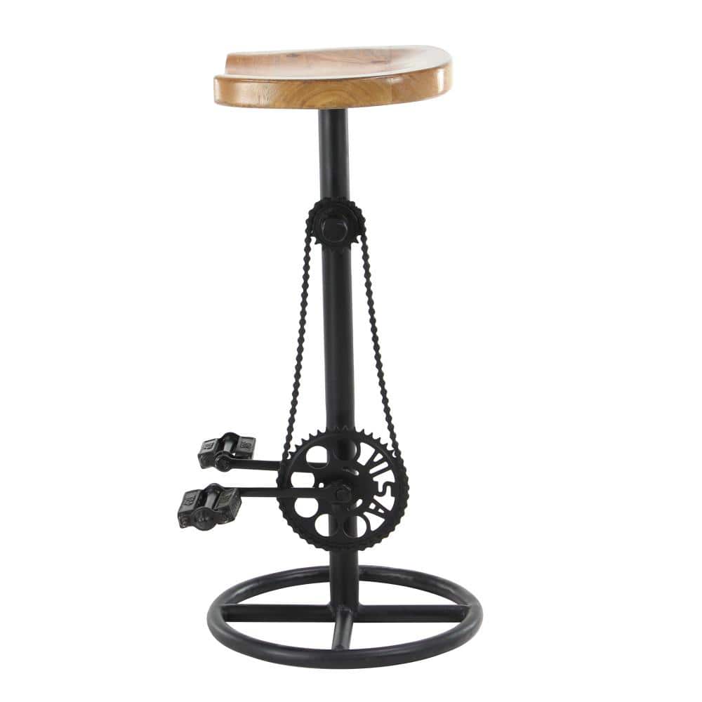 Adjustable Industrial Pedal-Inspired Metal Bar Stool, Brown