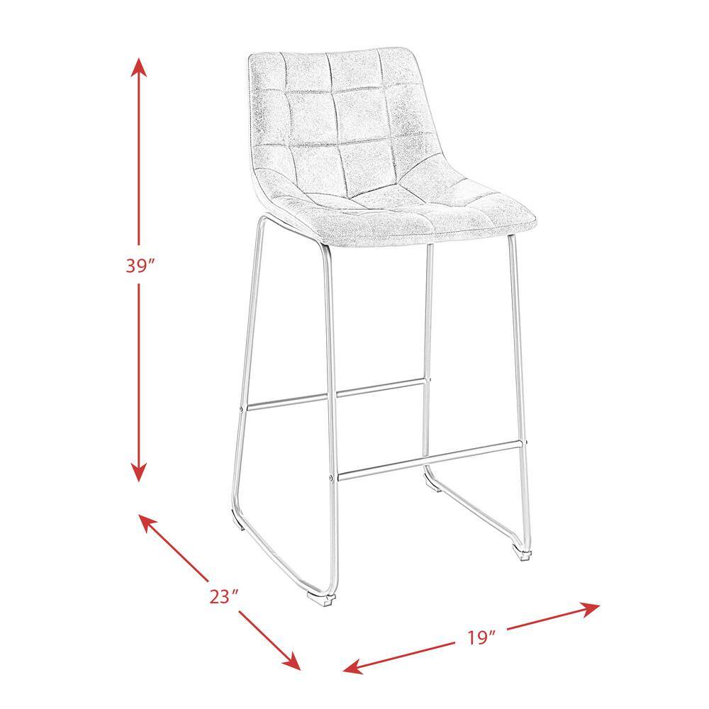 Linen White Industrial Leather & Metal 30" Bar Stool Set