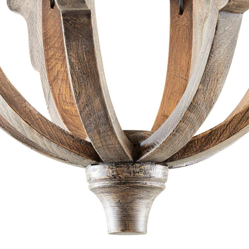 Rustic Brown Wood 8-Light Bell Form Chandelier