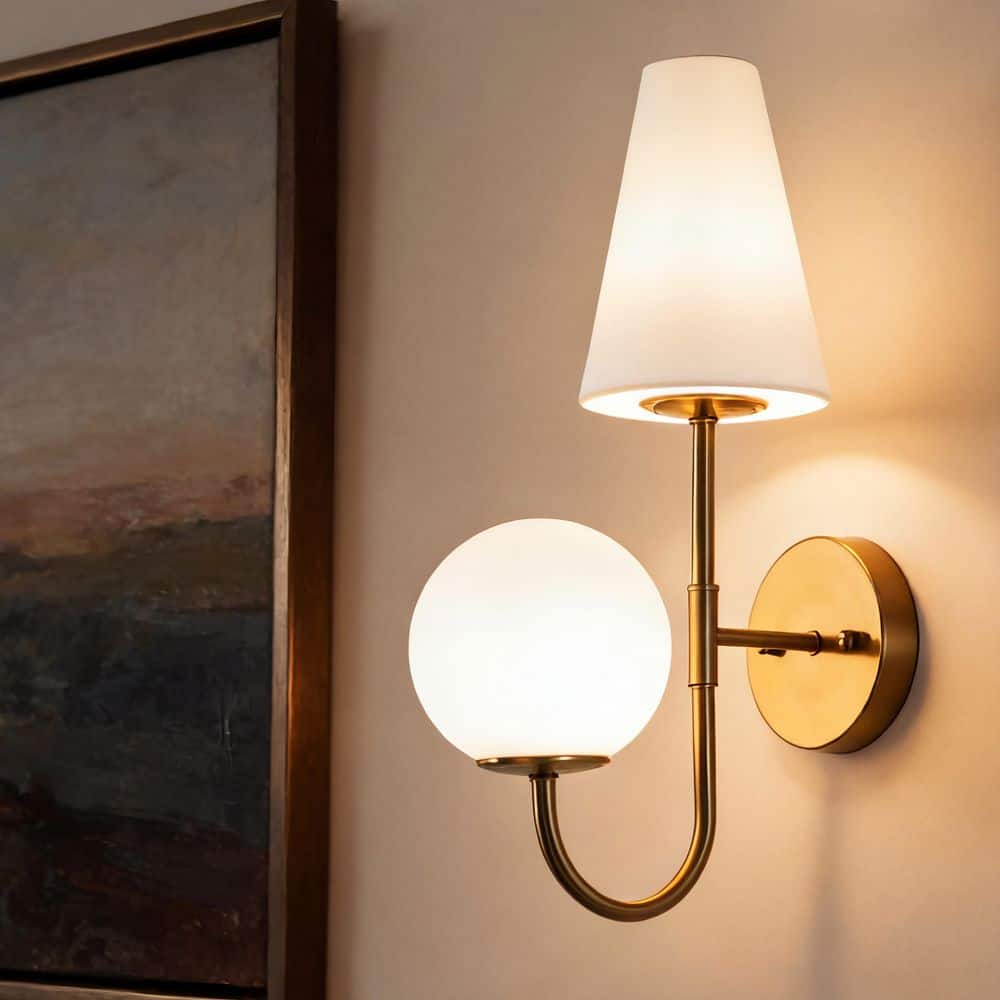 Sign Sconce TRIBESIGNS WAY TO ORIGIN Grioda 18.5 in. 2-Light Brushed Brass Wall ...