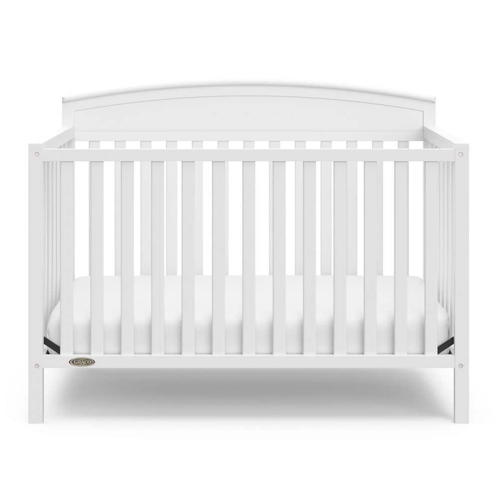 White Pine Wood 5-in-1 Convertible Crib with Adjustable Mattress Support