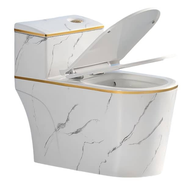 12 inch Rough In 1-Piece 1.6 gal. GPF Elongated Comfort Height Toilet in White Seat Included