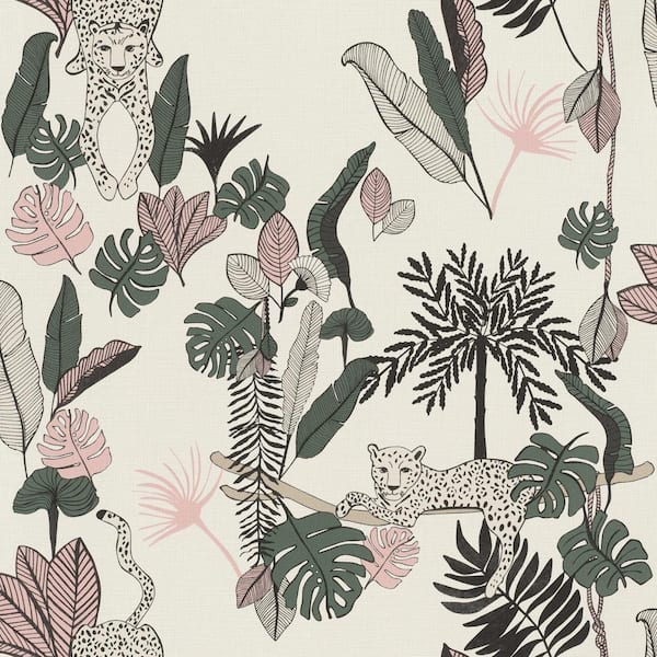 rasch Tadoba Pink Jaguar Grove Wallpaper Sample
