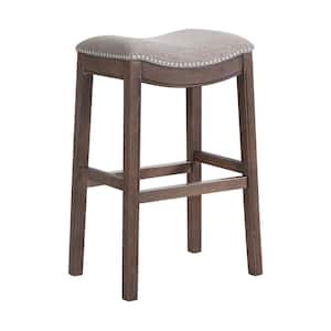 Williston 31 in. Rectangle Dark Brown Backless Wood Bar Height Stool with Cushioned Seat