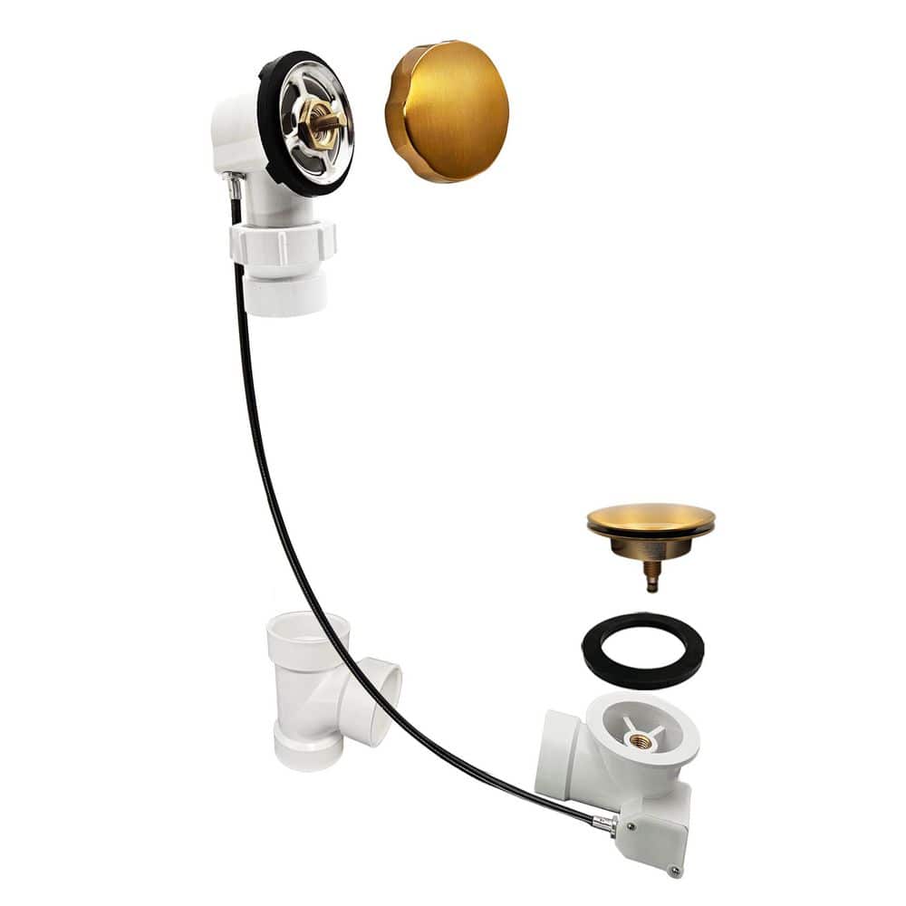 35 in. Cable Drive Bath Drain with Rotary Overflow Cover on a Ball Joint, Pop-Up Stopper-Sch. 40 PVC, Brushed Bronze price history on PriceWatchPro