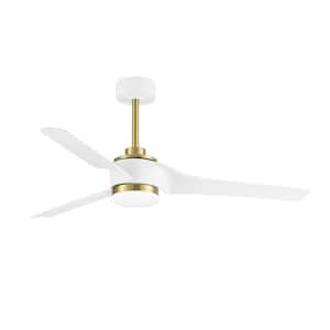 Clare 52 in. Integrated LED Indoor White-Blade Gold Ceiling Fans with Light and Remote Control Included