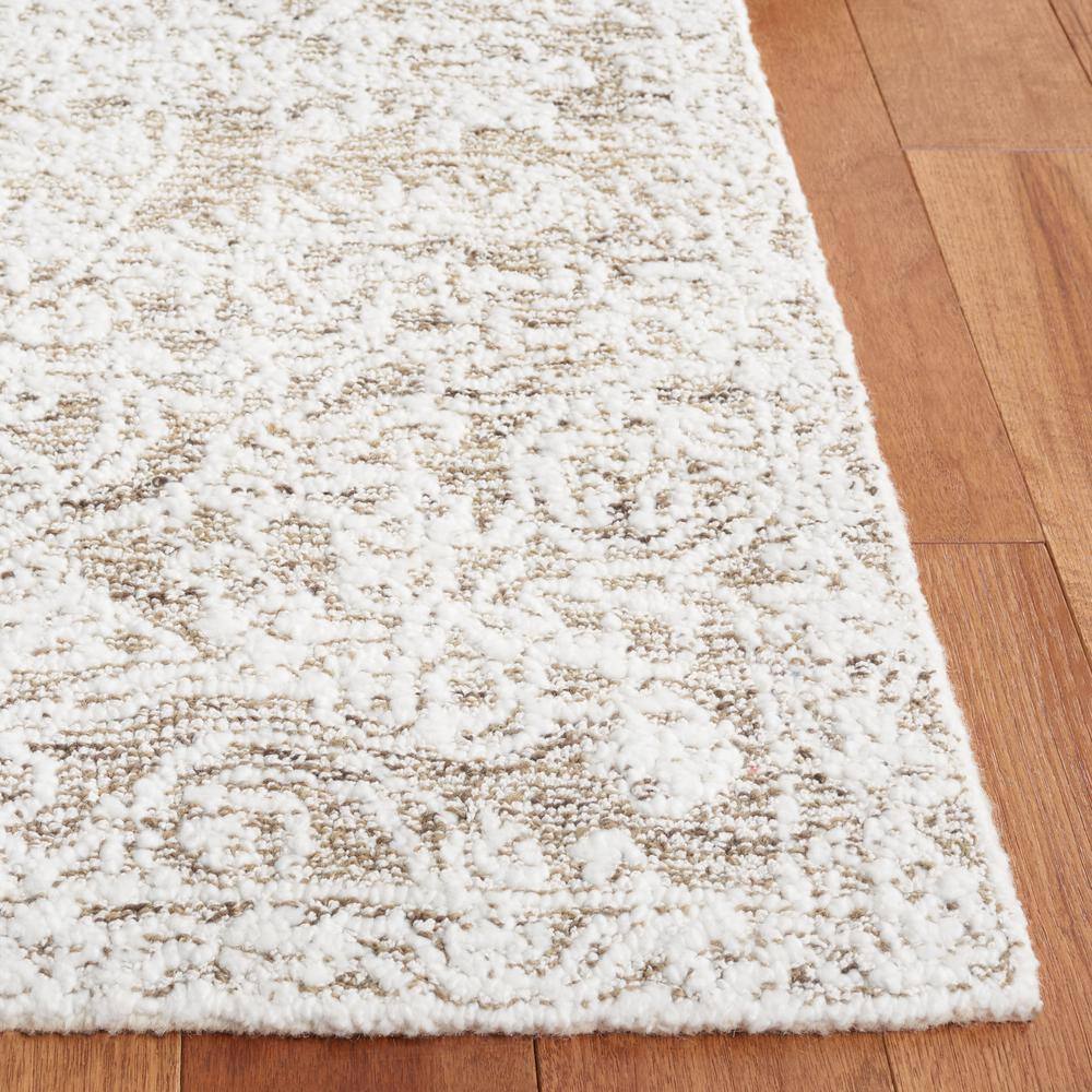 Ivory and Brown 3' x 5' Handmade Tufted Wool Area Rug