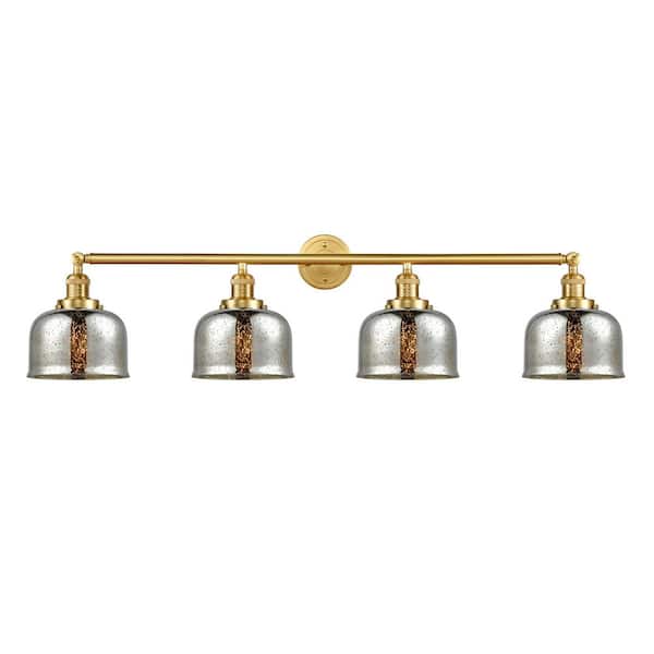 Bell 44 in. 4-Light Satin Gold Vanity Light with Glass Shade