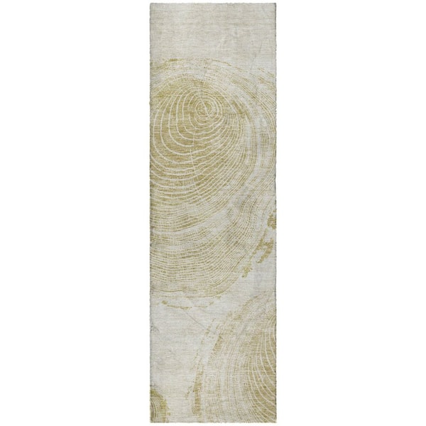 Dream Shag Premium Machine Washable Abstract ADS713 Khaki 2 ft. x 7 ft. Runner Rug