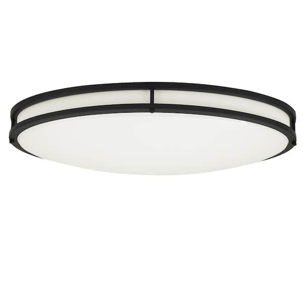 DC Series Integrated LED 32 in. Oval Modern Matte Black Selectable 3CCT 3000K, 4000K, 5000K Flush Mount for Kitchens