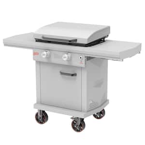 Series I 26 in. 2-Burner Digital Propane SmartTemp Flat Top Grill / Griddle in Chalk Finish with Enclosed Cart and Hood