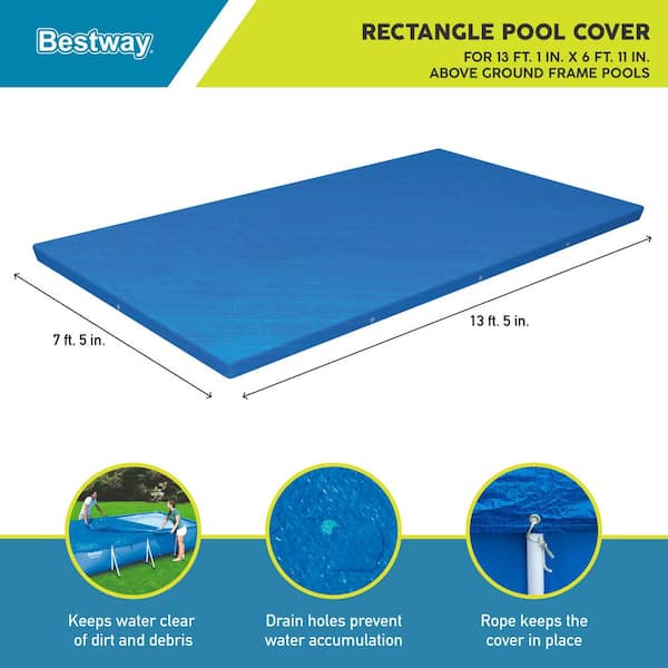 Flowclear 13 ft. x 7 ft. Rectangular Blue Above Ground Pool Leaf Cover